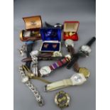 COLLECTION OF LADY'S & GENT'S WRISTWATCHES and cufflinks with an Art Deco style Elco watch box