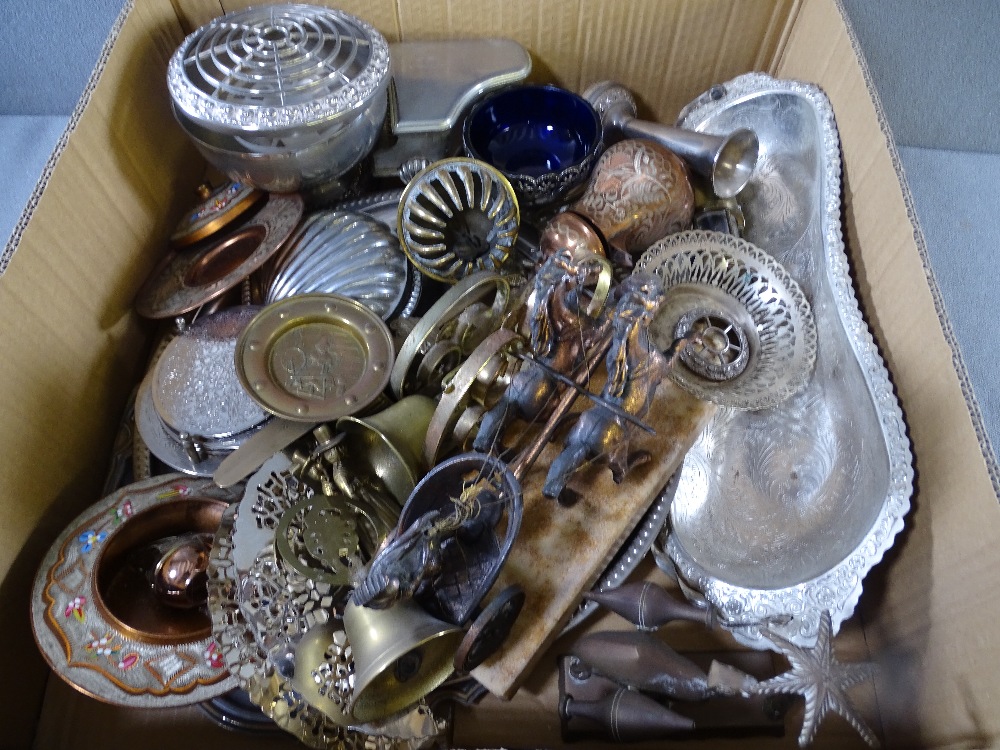 PARCEL OF METALWARE including electroplate, brassware and copperware