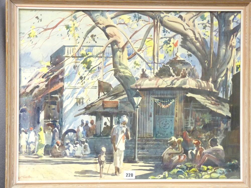 G D THYAGA RAJ watercolours, a pair - views of Indian life, signed, 47 x 62cms - Image 2 of 3