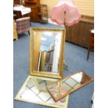 FANCY STANDARD LAMP and two excellent bevel gilt framed wall mirrors and one other