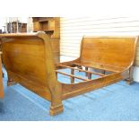 WOODEN SLEIGH BED, 4ft 6ins, modern