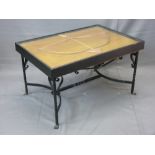 METAL BASED COFFEE TABLE WITH SAGITTARIUS BOW INSERT, 48cms height, 82cms width, 56cms depth