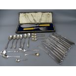 COLLECTION OF SILVER & EPNS CUTLERY, 9.8 troy ozs weighable