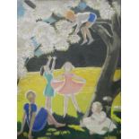 ANNA KATRINA ZINKEISEN (Scottish 1901-1976) oil on canvas - four children and a baby in a garden