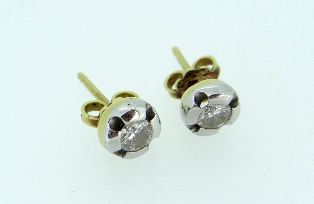 PAIR OF 18CT YELLOW GOLD DIAMOND EARRINGS each stone approx. 0.2ct, 3.6grams approx. overall - Image 2 of 2