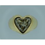 A SUPERB HEART SHAPED DIAMOND set in an 18ct yellow gold ring, visual estimate of diamond approx 2ct