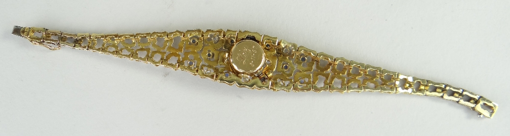 A LADIES ROLEX 'PRECISION' 18CT YELLOW GOLD BRACELET WATCH set with an arrangement of eleven - Image 6 of 17