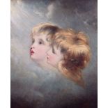 REUBEN SAYERS (1815-1888) oil on canvas - two cherubs' heads within sky background, gazing towards