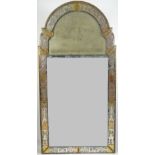 A WILLIAM & MARY PIER GLASS CIRCA 1700 rectangular bevelled plate beneath bevelled arched plate with