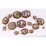 MICRO MOSAIC GRAND TOUR BRACELET composed of fourteen oval panels of various sizes with buildings,