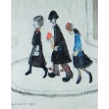 L S LOWRY limited edition print - entitled 'The Family', Guild stamped and signed, 29 x 22cms