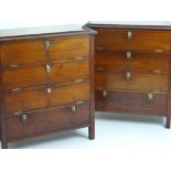 PAIR OF MAHOGANY & OAK SHIP'S CHEST OF DRAWERS with pull-down fronts Provenance: Believed to be from