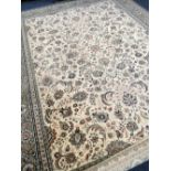 LARGE MANMADE CREAM & GREEN KASBAH RUG with floral decoration, 400 x 304cms