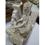 THREE VICTORIAN PLASTER MAQUETTES of animals including monkey, otter and a squirrel, the longest