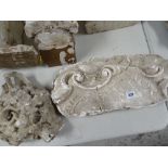 TWO VICTORIAN PLASTER MAQUETTES with carved decoration, 48 x 23cms, 28 x 26cms Provenance:PLEASE SEE