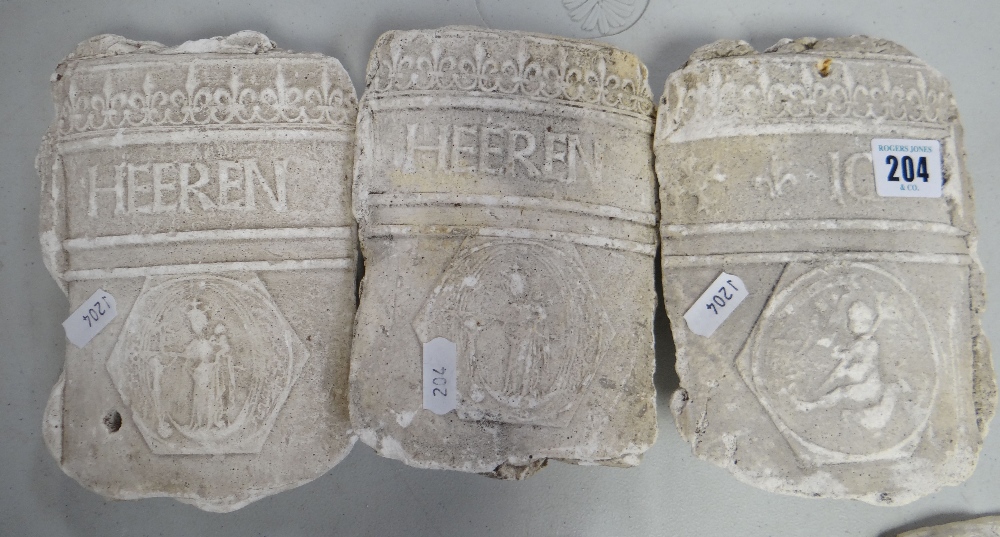 THREE VICTORIAN PLASTER MAQUETTES inscribed 'Heeren', together with a centre relief of the Madonna
