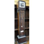 VINTAGE OAK ART DECO DESIGN GRANDMOTHER CLOCK with a square dial (as found)