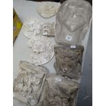 EIGHT VICTORIAN PLASTER MAQUETTES, some in rounded form of green men ETC Provenance:PLEASE SEE