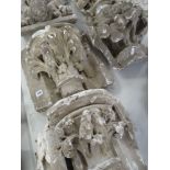 TWO VICTORIAN PLASTER MAQUETTES of pillar tops with carved bird decoration, together with another (