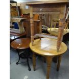 CAST METAL CIRCULAR PUB TABLE (as found), together with two wooden pub tables Provenance: S A