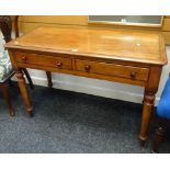 TWO DRAWER ANTIQUE MAHOGANY SIDE TABLE, 105cms wide