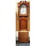 A VICTORIAN MAHOGANY WELSH LONGCASE CLOCK having a painted dial with rolling ship movement, by