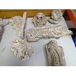 SIX VICTORIAN PLASTER MAQUETTES of various carved architectural designs, the longest 35 x 24cms