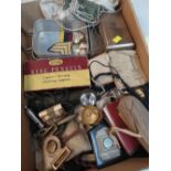 MAINLY MILITARY COLLECTABLES including buttons, some badges, compass, lanyards ETC