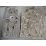 TWO VICTORIAN PLASTER MAQUETTES depicting an Angel carrying an heraldic shield, together with the