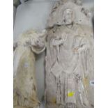 TWO VICTORIAN PLASTER MAQUETTES, panel depicting St John, together with another figure, 72 x