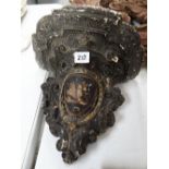 VICTORIAN PLASTER WALL SCONCE with centred coat of arms and gilt Latin motto 'Vivere Sat 28 Vincera'