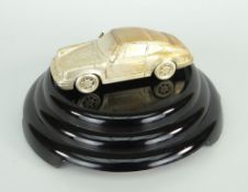 STERLING SILVER MINIATURE MODEL OF A PORSCHE 911 CARRERA BY FRITZ REU, singled to base 'Ferdinand P