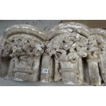 VICTORIAN PLASTER MAQUETTE of a carved pillar top with carved decoration of monkeys and acanthus