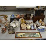 ASSORTED CERAMICS including decorative framed panel of tiles, Royal Doulton jug, transfer-ware ETC