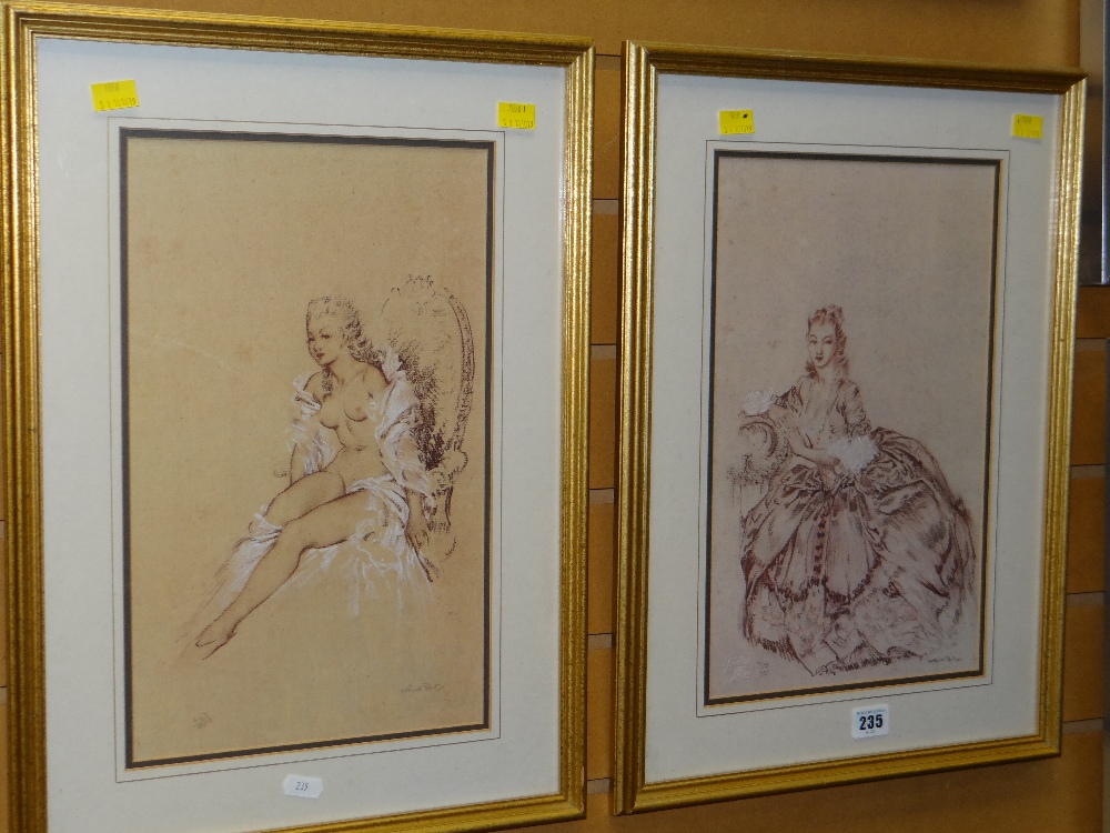 SIR WILLIAM RUSSELL FLINT set of four limited edition pencil drawing prints of female models, two - Image 3 of 3