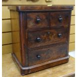 VICTORIAN MAHOGANY MINIATURE CHEST of two long and two short drawers, 38cms h x 35cms w