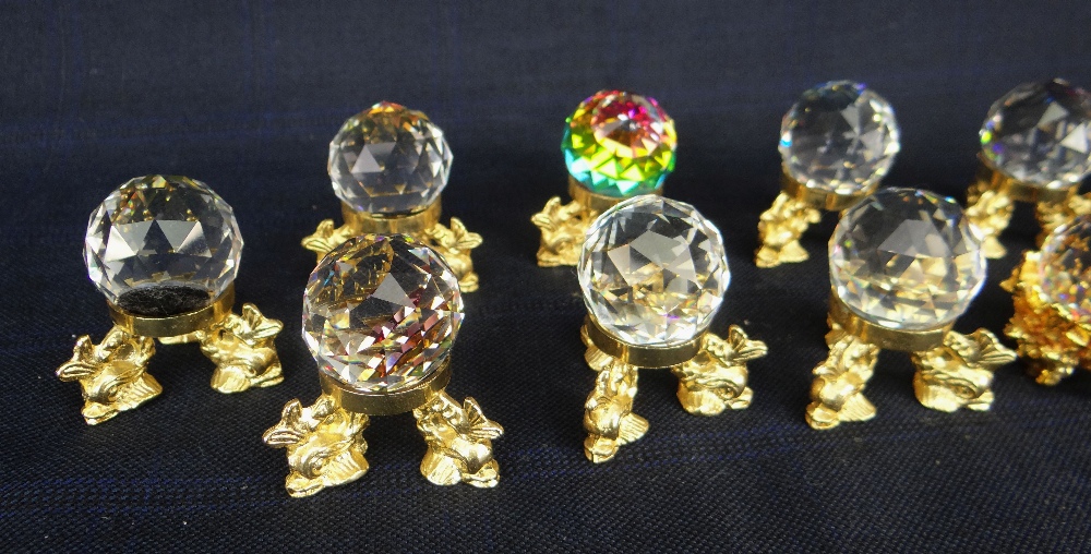 SET OF SWAROVSKI CRYSTAL 30MM COLOURED PAPERWEIGHTS together with display stands - Image 2 of 8