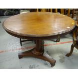 ANTIQUE MAHOGANY CIRCULAR TOP BREAKFAST TABLE