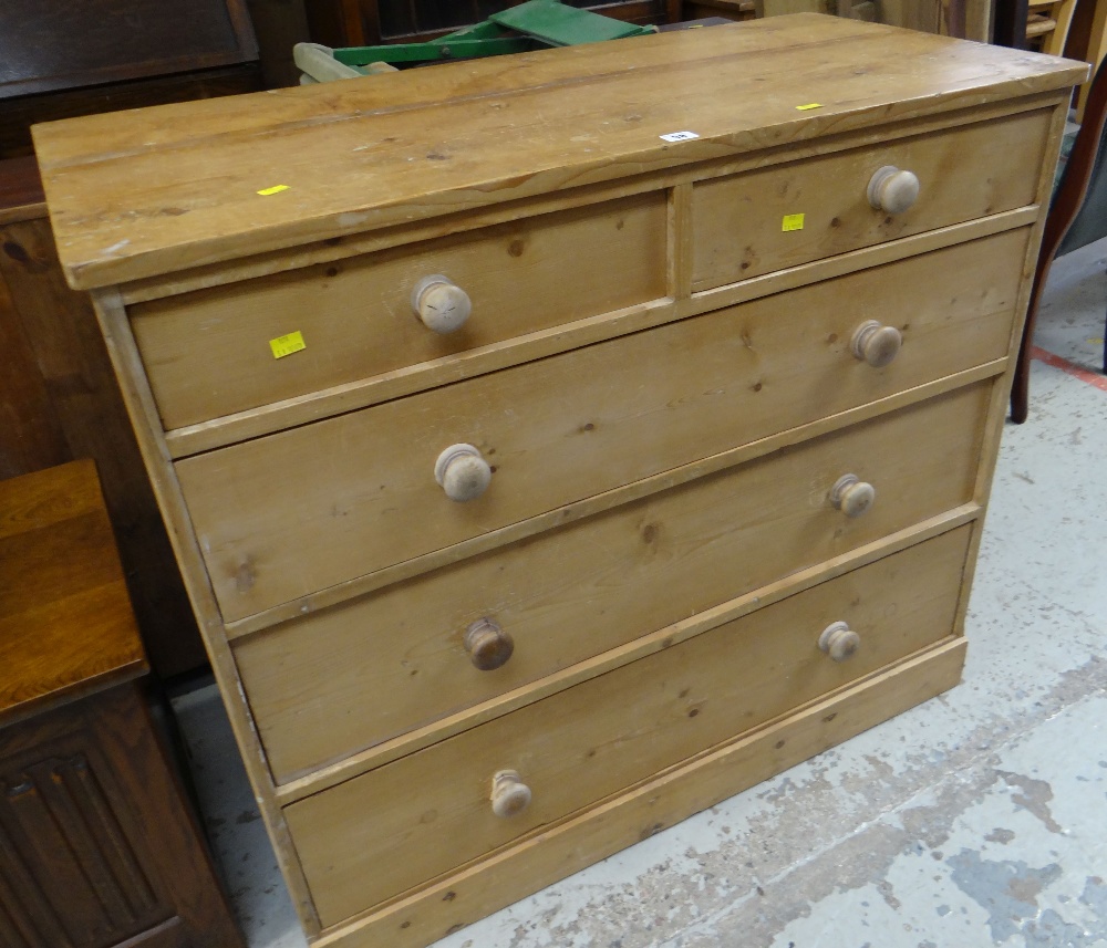 VINTAGE PINE CHEST OF TWO OVER THREE DRAWERS, 95cms h x 106cms w