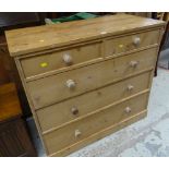 VINTAGE PINE CHEST OF TWO OVER THREE DRAWERS, 95cms h x 106cms w
