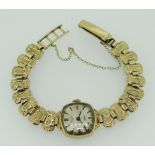 9CT GOLD ROTARY LADIES WRISTWATCH on 9ct gold strap with extra link, 15.9gms overall