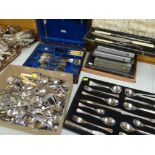 ASSORTED CUTLERY including vintage canteen, box of loose, contemporary design set and assorted