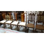 SET OF FOUR EARLY 20TH CENTURY MAHOGANY SPLAT BACK DINING CHAIRS WITH CABRIOLE LEGS together with a