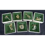 SEVEN SWAROVSKI CRYSTAL CHRISTMAS TREE CHARMS (boxed) including toy steam train, harp and violin