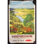 A J WILSON British Railway poster - Herefordshire, land of enchanting beauty, with image of The