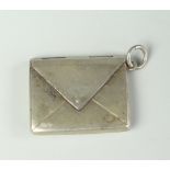 SILVER STAMP HOLDER IN THE FORM OF AN ENVELOPE with hinged lid