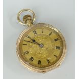 12CT GOLD SCROLL ENGRAVED FANCY FOB WATCH
