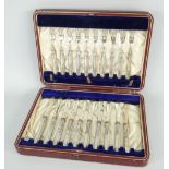 CASED SET OF TEN SILVER HANDLED PICKLE KNIVES & FORKS (missing 2), Sheffield hallmarks