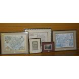 COLOURED & TINTED ANTIQUARIAN ROAD MAP entitled 'The Road from Kings Lyn to Norwich' (framed and