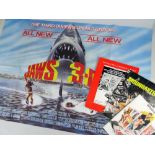 JAWS 3D POSTER together with Live and Let Die booklet, Moonraker booklet and Exhibitor's Campaign